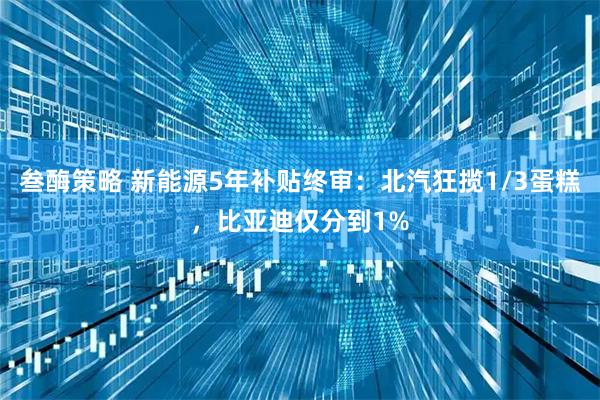 叁酶策略 新能源5年补贴终审：北汽狂揽1/3蛋糕，比亚迪仅分到1%